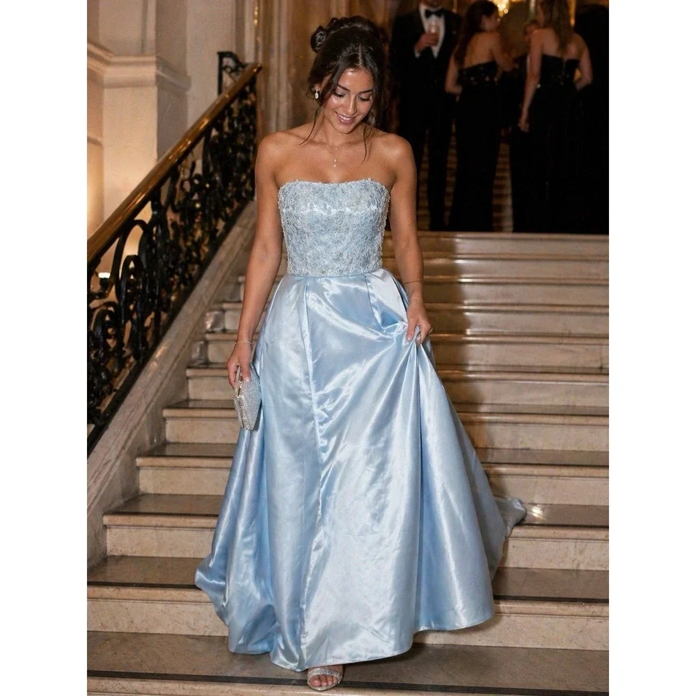 Sherri Hill | Dresses | Sherri Hill Ice Blue Satin Prom Dress With Floral  Embroidery Pockets Sz | Poshmark